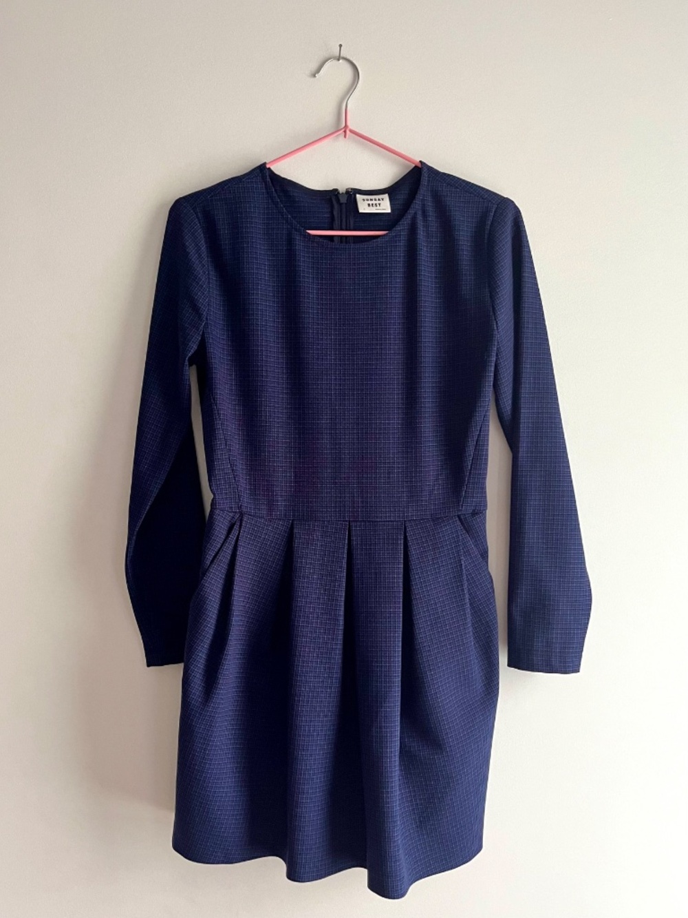 Sunday Best blue pleated check dress - Size 2 - Aritzia
